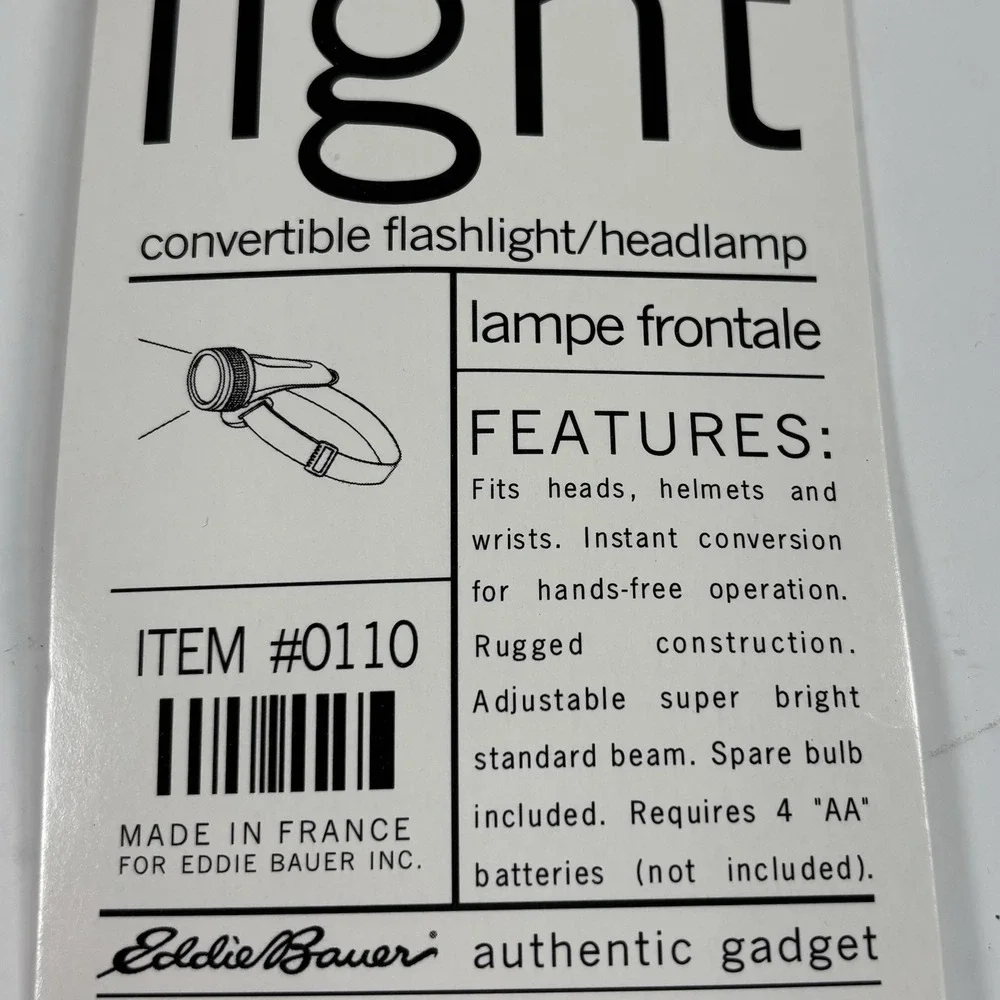Headlight Eddie Bauer convertible flashlight/headlamp item 0110 made in France